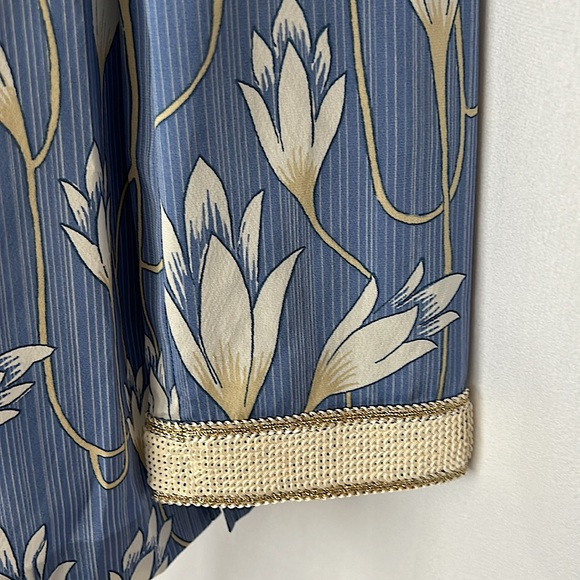 Tory Burch Sequins Blue Floral Long Sleeve Silk Tunic Shirt Top **Size 2**🌸🌸 - Picture 5 of 6